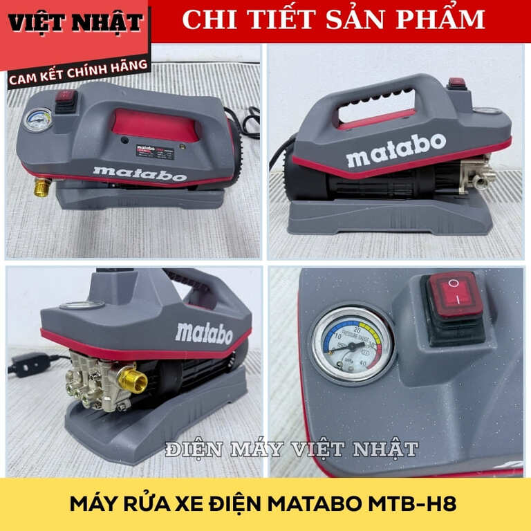 Máy rửa xe Matabo MTB-H8 có át chống giật, công suất 3000w, lưu lượng 10 lít/ phút, bảo hành 8 tháng 5 66