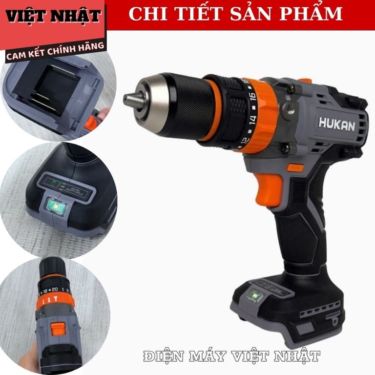 Máy khoan Hukan G1-F88 động cơ không chổi than, lực siết 90N.m, tốc độ 1780v/p, đầu kẹp 13mm, bảo hành 6 tháng 5 83