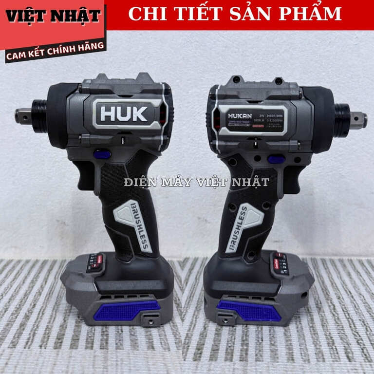 Thân máy siết bulong HUK G3-WS360HP,lực siết tối đa 360N.m,tốc độ không tải 2400V/p,nhịp đập 3200IPM,đầu 2 trong 1,động cơ không chổi than 6 22