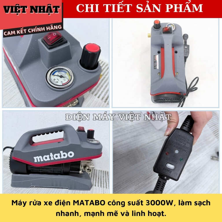 Máy rửa xe Matabo MTB-H9, công suất 3000w, lưu lượng 10 lít/phút, có át chống giật-công tắc chỉnh áp 6 39