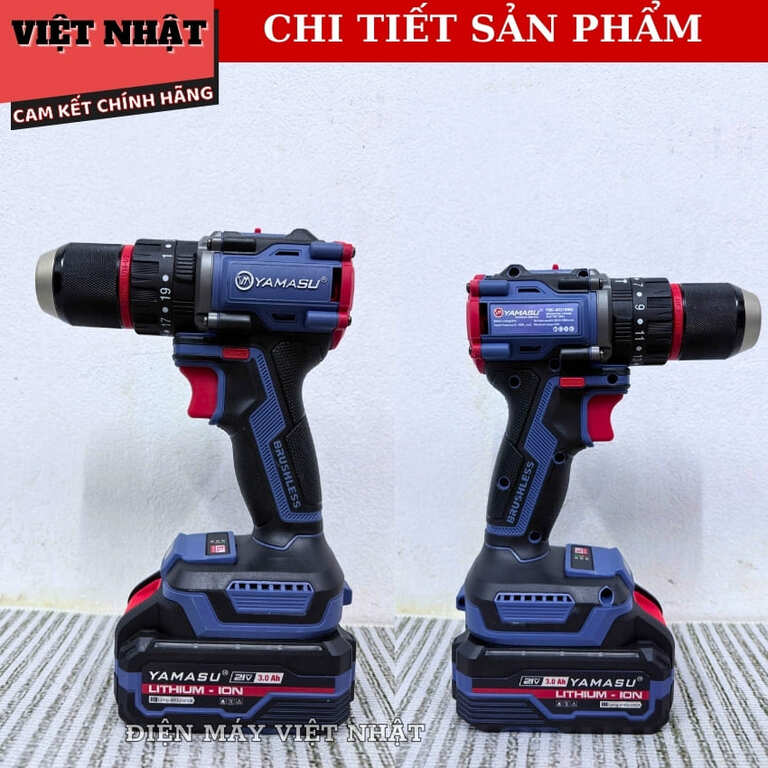 Máy khoan pin Yamasu YMS-M1370PRO dộng cơ không chổi than, bảo hành 6 tháng, lực siết 70N.m, tốc độ 2000v/p 6 50