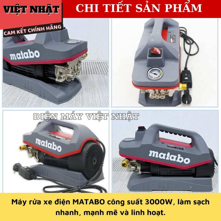Máy rửa xe Matabo MTB-H8 có át chống giật, công suất 3000w, lưu lượng 10 lít/ phút, bảo hành 8 tháng 6 66