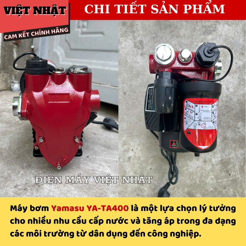 Máy bơm nước tăng áp Yamasu YA-TA400 đẩy cao tới 28m, công suất 400w, chống nước IP65, tốc độ quay 2850RPM 7 109