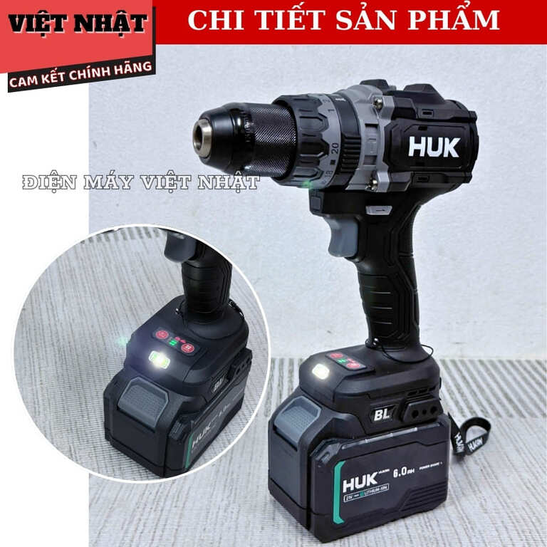 Máy khoan Hukan 13mm GEN 3 – G3-F165PRO,lực siết 165N.m, chân pin phổ thông, hàng chính hãng 7 49