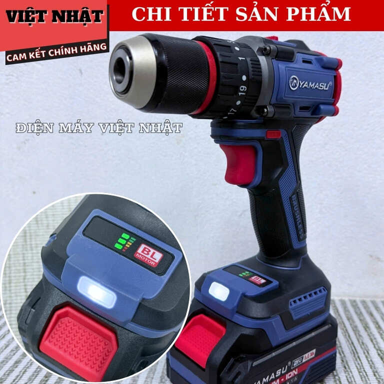 Máy khoan pin Yamasu YMS-M1370PRO dộng cơ không chổi than, bảo hành 6 tháng, lực siết 70N.m, tốc độ 2000v/p 7 50