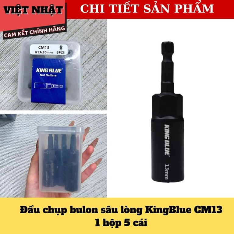 Đầu chụp bulong sâu lòng Kingblue CM, độ dài 80mm, kích thước đầu chụp 07/ 08/ 10/ 12/ 13/ 14/ 17/ 19mm 8 48