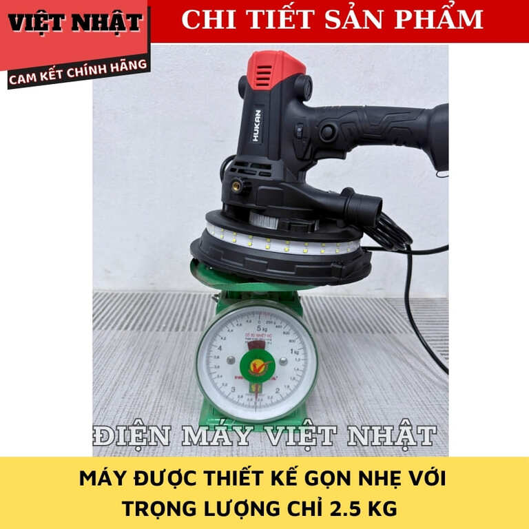 Máy chà tường có đèn led Hukan G2-MTT181, công suất 800w, tốc độ tải 2300v/p, cỡ đĩa chà 180mm, hút bụi tự động 8 55