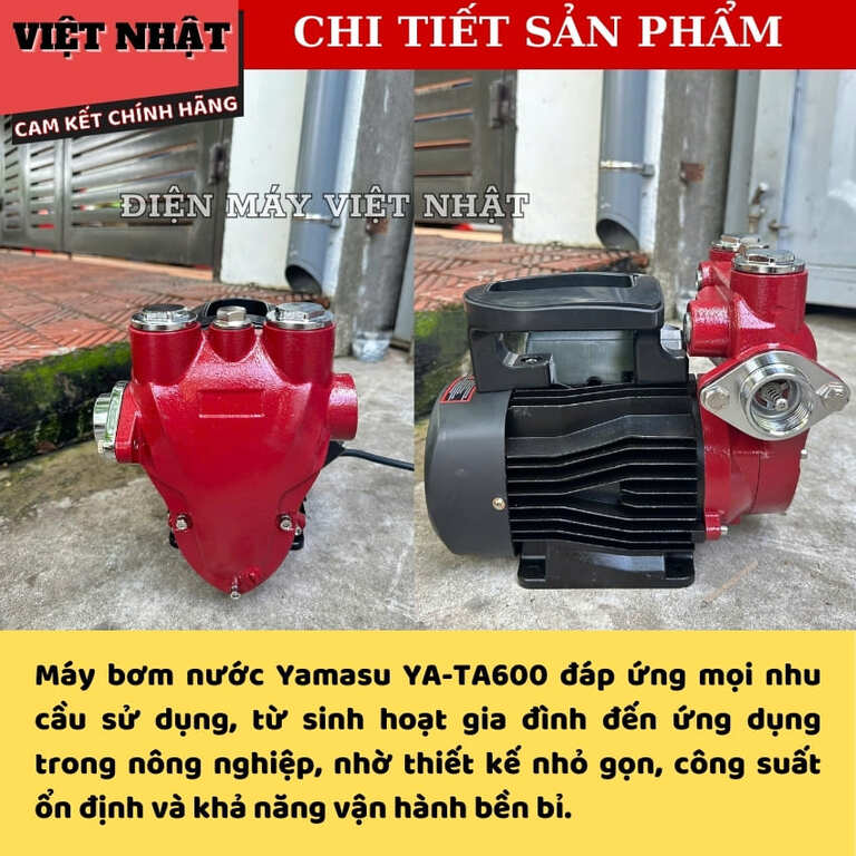 Máy bơm nước Yamasu YA-TA600, công suất 600w, hút sâu 9 mét, lưu lượng 3.3 m3/h, đẩy cao 32m 8 76