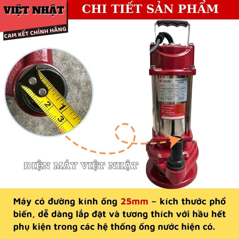 Máy bơm thả chìm nước sạch thân inox Yamasu YA-T370 có chắn rác inox, công suất 370w, cột áp 16m, đường kính 25.4mm 8 79