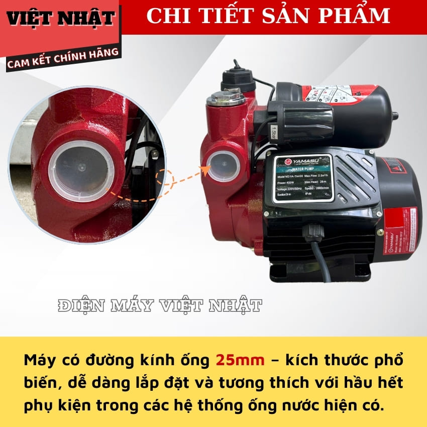 Máy bơm nước tăng áp Yamasu YA-TA400 đẩy cao tới 28m, công suất 400w, chống nước IP65, tốc độ quay 2850RPM 8 81