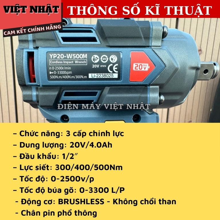 Máy Mở Ốc Pin YUP YP20 W500M siet bulong yupai w500m 3