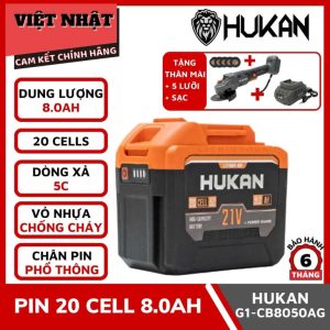 Combo Hukan G1-CB8050AG 20Cells 8.0Ah + sạc 1.5AH, tặng ngay thân máy mài G1-AG6101J, chân phổ thông