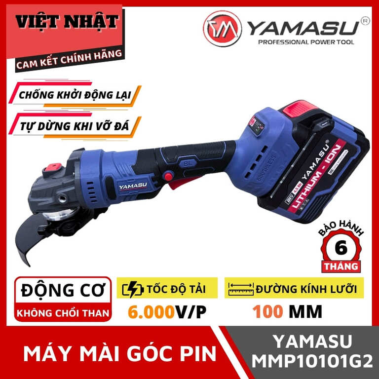 Máy mài góc Yamasu MMP10101G2 chống khởi động lại động cơ không chổi than, tốc độ tải 6000v/p, đường kính lưỡi 100mm 1 14