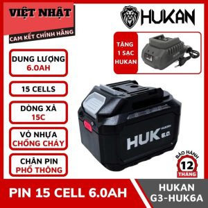 PI 21V HUK G3-HUK6A 15C-15CELL 6.0Ah, bảo vệ mạch, bảo vệ quá nhiệt, bảo vệ quá tải, sạc nhanh, hoạt động bền bỉ, bảng mạch