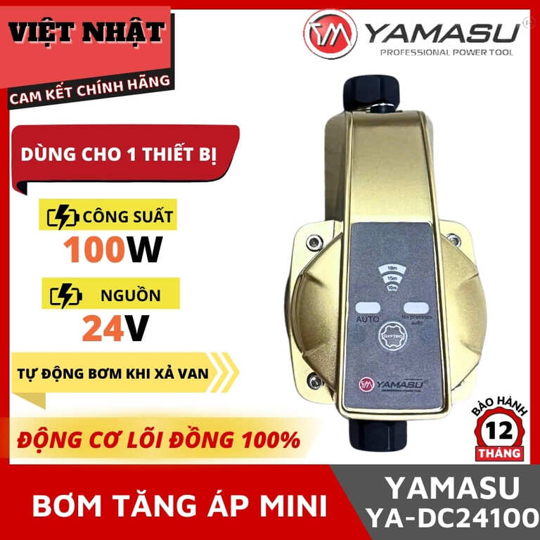 Bơm tăng áp mini Yamasu YA-DC24100 bảo hành 12 tháng, công suất 100w sử dụng 1 thiết bị, tự động bơm khi xả van 1 30