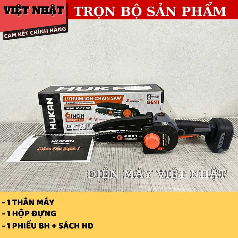 Máy cưa xích 6INCH Hukan G1-CX1006, bơm nhớt tự động bảo hành 6 tháng, tốc độ tải 4000v/p-Điện Máy Việt Nhật 3 11