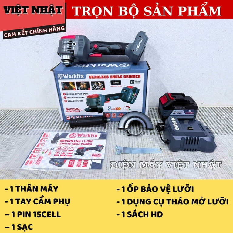 Máy Mài Workfix WF-AG11000G, Không Bánh Răng – 3 Tốc Độ – Chống lật cổ tay – Rơi tự ngắt, Tốc độ không tải: 11000 vòng/phút,Động cơ không thổi than . 3 15