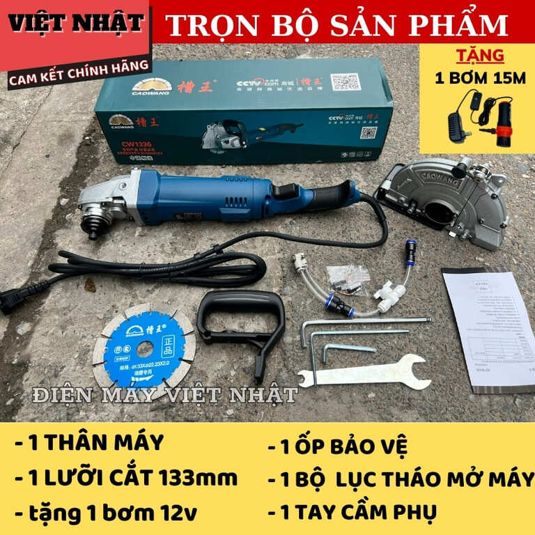 Máy cắt rãnh tường 1 lưỡi Caowang CW1336 bản nâng cấp có thể lắp lưỡi 156,Công suất: 1800W, Điện áp : 220V, Tốc độ vòng quay: 7500vòng/phút, lưỡi 156 cắt sâu: 50mm 3 8