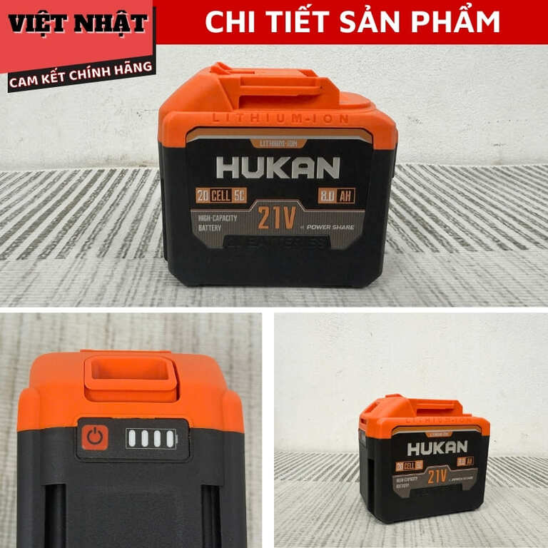 Combo Hukan G1-CB8050AG 20Cells 8.0Ah + sạc 1.5AH, tặng ngay thân máy mài G1-AG6101J, chân phổ thông 5 10