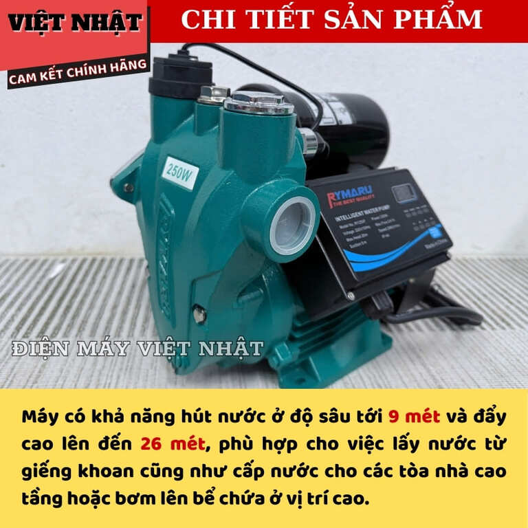Máy bơm nước tăng áp Rymaru RY-250F bảo hành 12 tháng, đẩy cao 26m, công suất 250w, hút sâu 9m 5 16