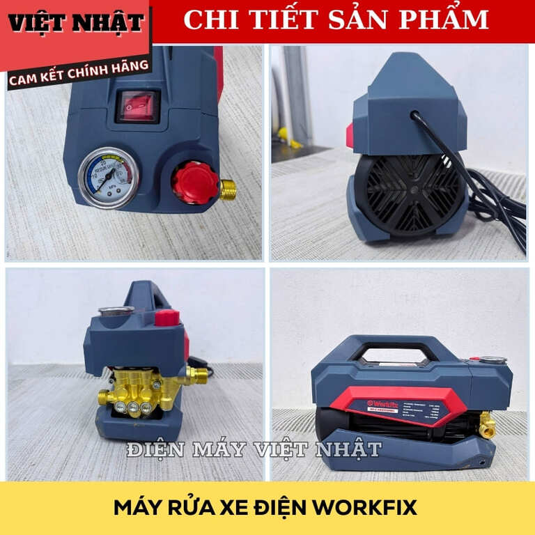 Máy rửa xe điện Workfix CWR300PRO công suất 3200w, áp lực 18bar, bảo hành 12 tháng, sử dụng motor lõi đồng 5 32