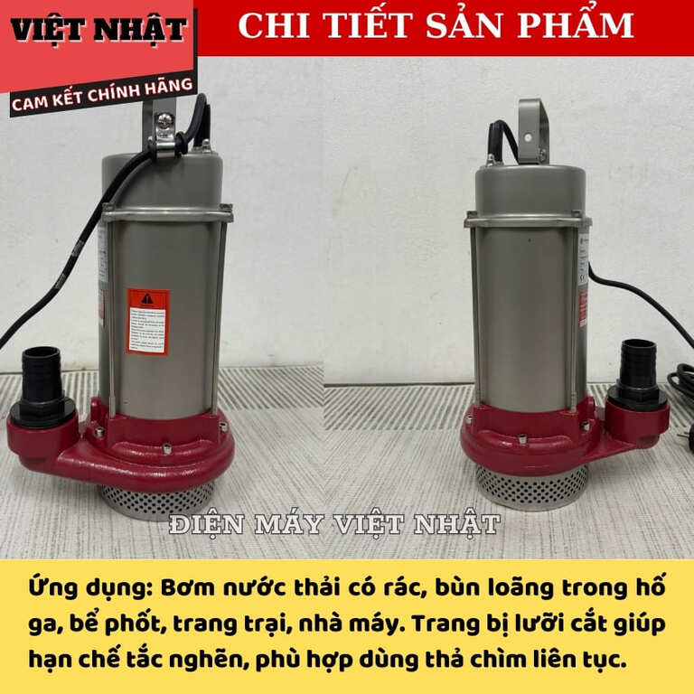 Máy bơm thả chìm nước thải cắt rác Yamasu YA-IN750, công suất 750w, cột áp 22m, lưu lượng 3 m3/h, tốc độ 2860rpm 5