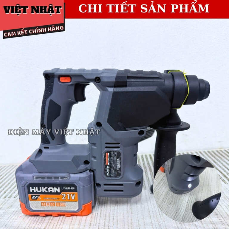 Khoan bê tông 3 chức năng Hukan G1-KBT2707, không chổi than, nòng búa 26mm, tốc độ tải 1500v/p, lực đập 2.3J 6 13