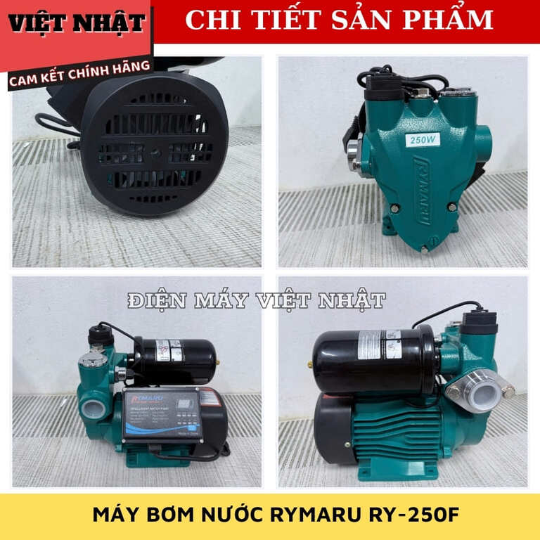 Máy bơm nước tăng áp Rymaru RY-250F bảo hành 12 tháng, đẩy cao 26m, công suất 250w, hút sâu 9m 6 16