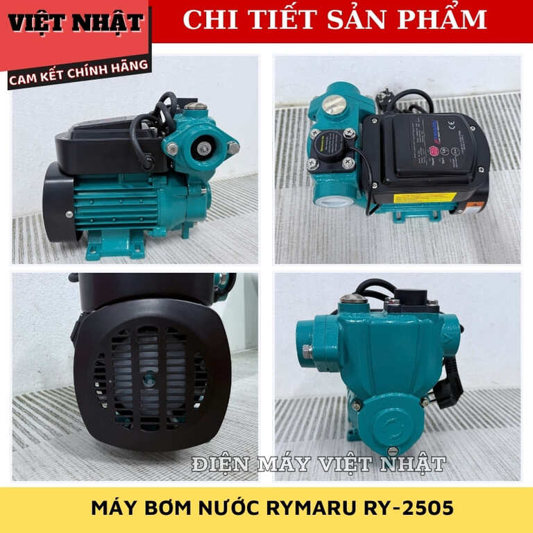 Máy bơm nước tăng áp Rymaru RY-250S đẩy cao 25m, bảo hành 12 tháng, lưu lượng 2m3/h, công suất 250w, hút sâu 9m 6 17