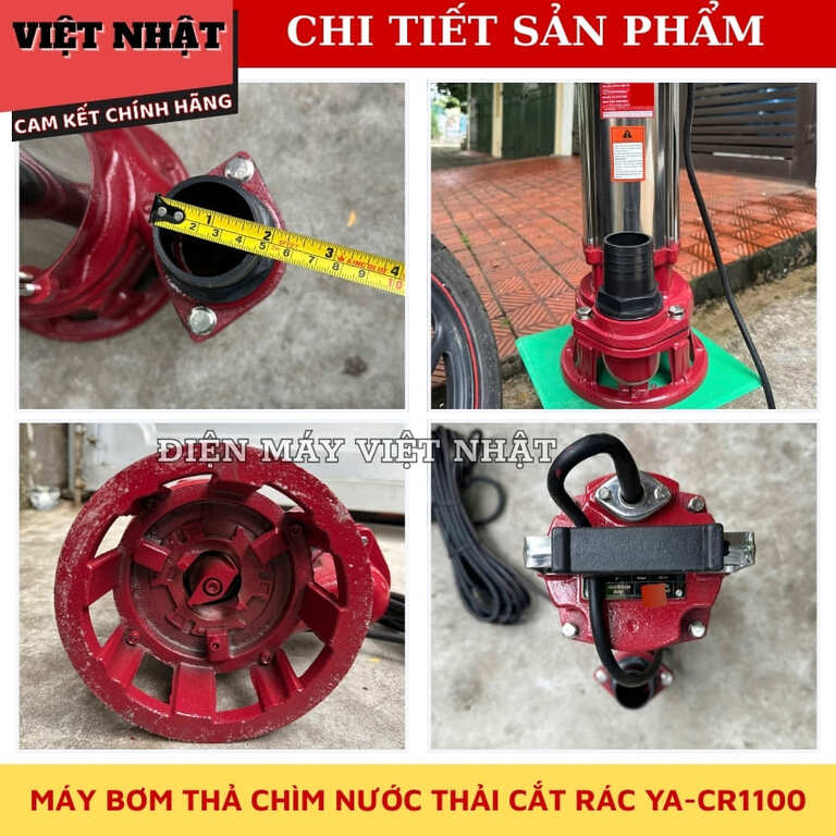 Máy bơm nước thả chìm nước thải cắt rác Yamasu YA-CR1100, công suất 1100w, đường kính 18mm 7 1