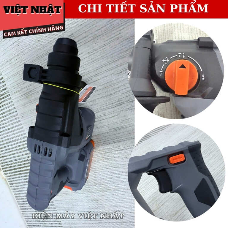 Khoan bê tông 3 chức năng Hukan G1-KBT2707, không chổi than, nòng búa 26mm, tốc độ tải 1500v/p, lực đập 2.3J 7 13