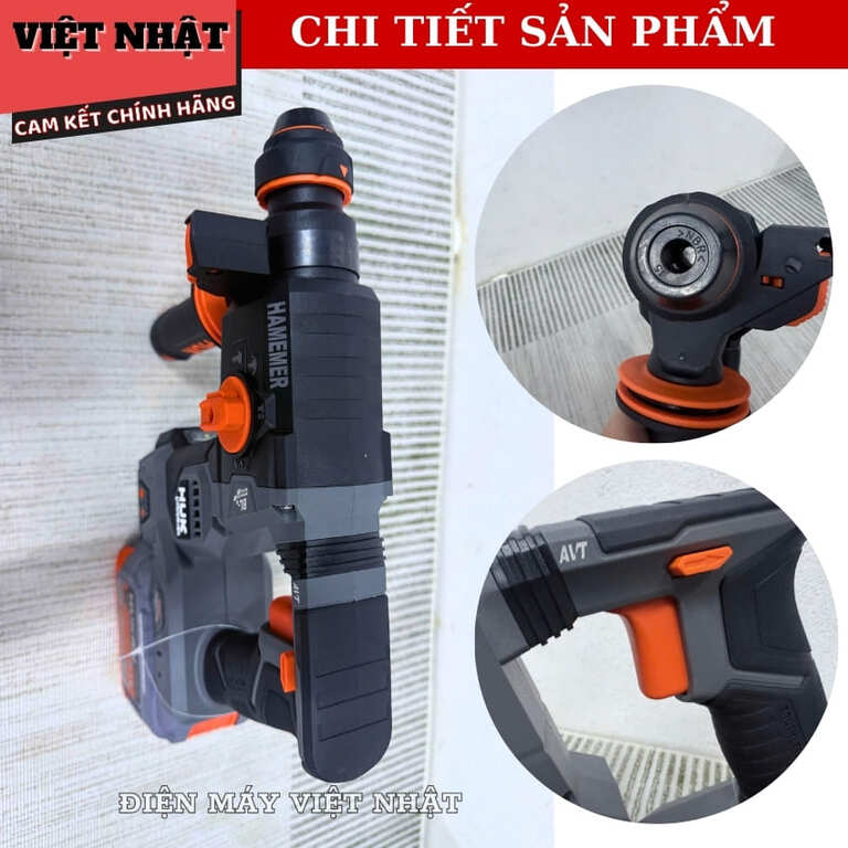 Máy khoan đục bê tông Hukan G3-HUK24 không chổi than, nòng búa 24mm, tốc độ tải 5700v/p, lực đập 2.2J, anti kickback 7 19