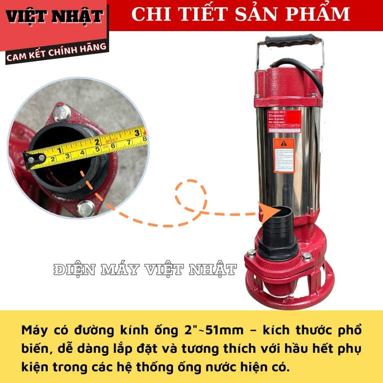 Máy bơm nước thả chìm nước thải cắt rác Yamasu YA-CR1100, công suất 1100w, đường kính 18mm 8 1