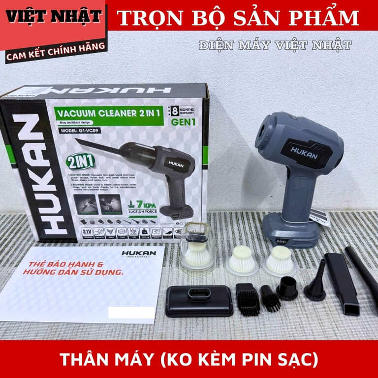 Máy thổi bụi 2 trong 1 Hukan G1-VC09, bảo hành 8 tháng, 5 phụ kiện đi kèm, lự hút 7KPA 9 18