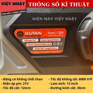Cưa xích 12 inch Kutan 130A sử dụng pin 21V cua xich Kutan 130a 3