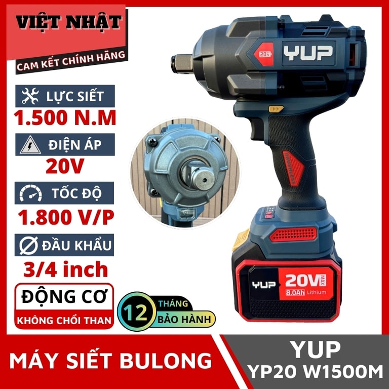 Máy siết bulong pin YUPAI W1500M siet bulong yup 1500m 1