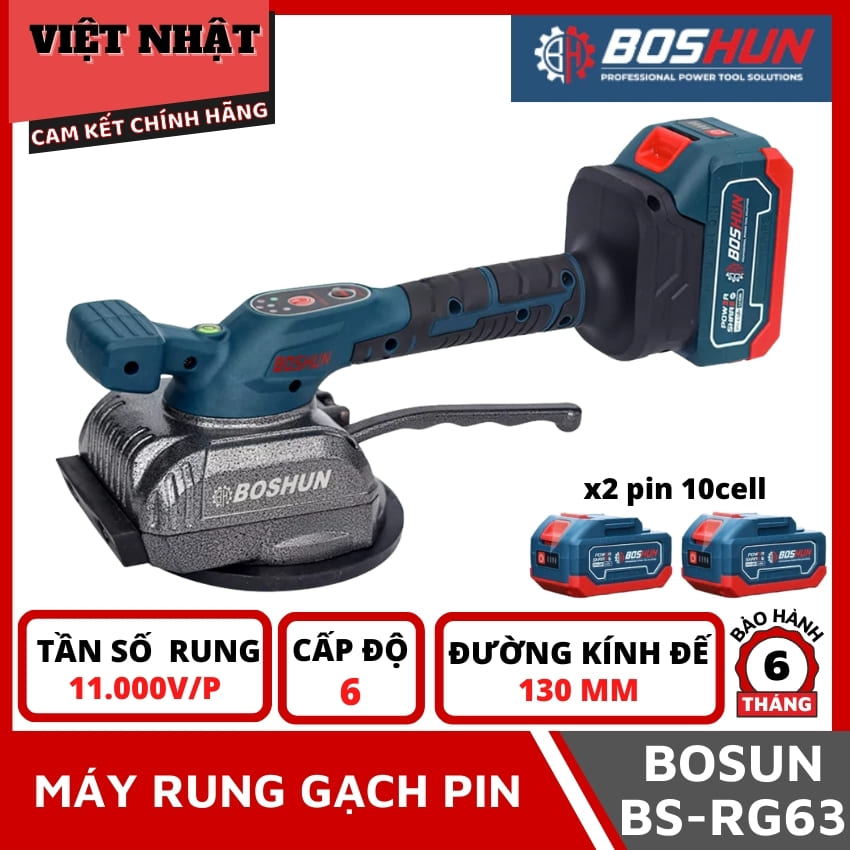 Máy rung hít gạch Boshun BS-RG63, 6 mức rung, động cơ không chổi than, lực hút 90kg, tần số rung 11000v/p 1 9