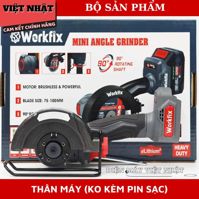 Máy cắt mini Workfix WF-AG100MN, tốc độ 13000v/p, đường kính 100mm, động cơ không chổi than, bảo hành 12 tháng 11 4