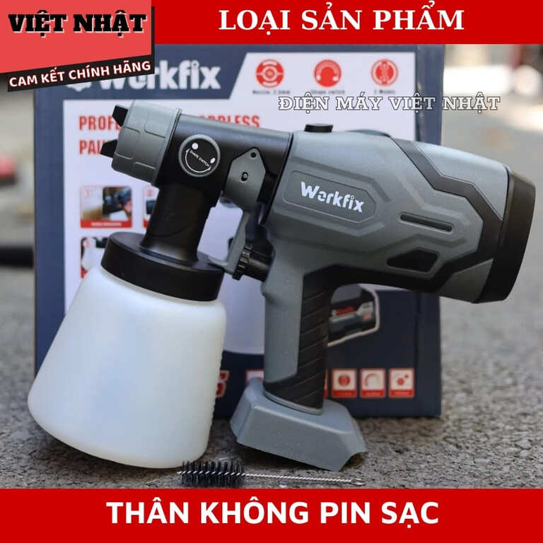 Máy Phun Sơn WORKFIX SG800ML , Đầu Béc 2.5mm, Bình Chứa 800ml Kèm Cốc Đo Độ Nhớt Kim Vệ Sinh 12 2