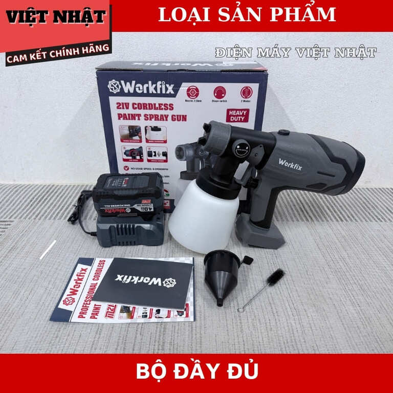 Máy Phun Sơn WORKFIX SG800ML , Đầu Béc 2.5mm, Bình Chứa 800ml Kèm Cốc Đo Độ Nhớt Kim Vệ Sinh 13 1