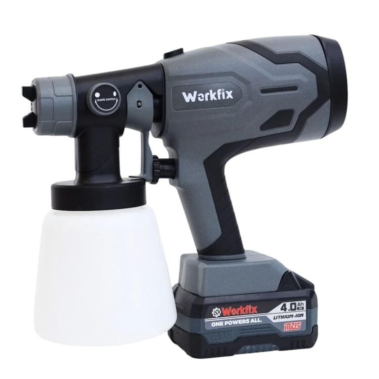 Máy Phun Sơn WORKFIX SG800ML , Đầu Béc 2.5mm, Bình Chứa 800ml Kèm Cốc Đo Độ Nhớt Kim Vệ Sinh 2 20