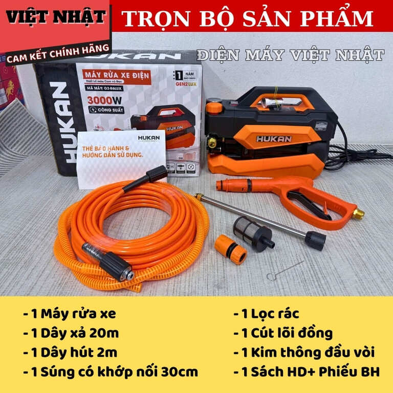 Máy rửa xe điện Hukan G2-R6LUX công suất 3000w, sửa dụng motor lõi đồng, áp lực 160 bar, lưu lượng 12 lít/ phút 3 10