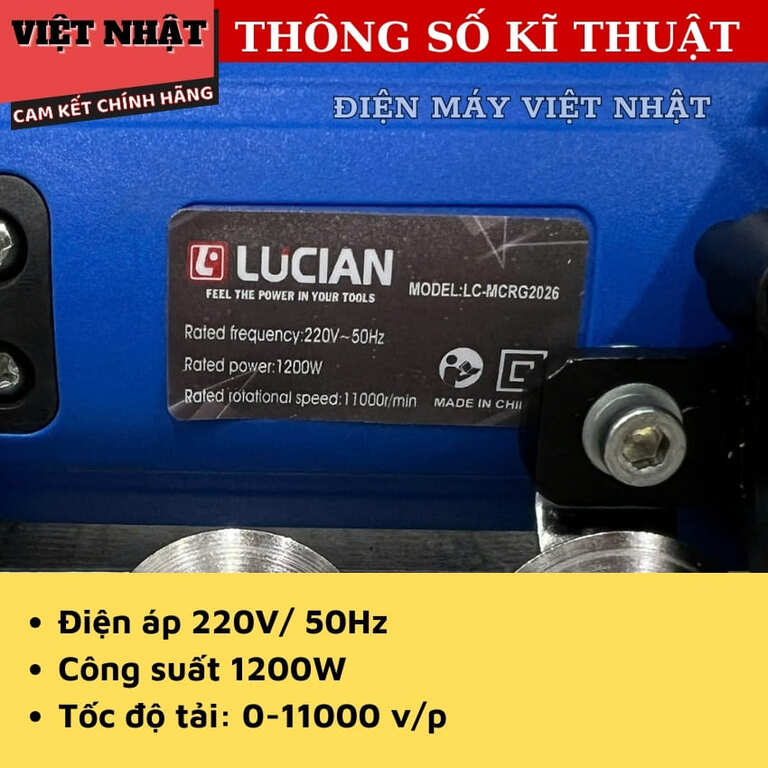 Máy ron mạch gạch Lucian MCRG2026 sử dụng lõi đồng, công suất 1200w, tốc độ tải 11.000v/p 4 18