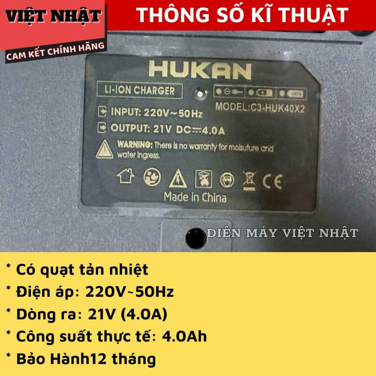 Bộ sạc đôi Hukan G3-HUK40X2 bảo hành 12 tháng, sạc nhanh 4.0A, có quạt tản nhiệt-Điện Máy Việt Nhật 4 5