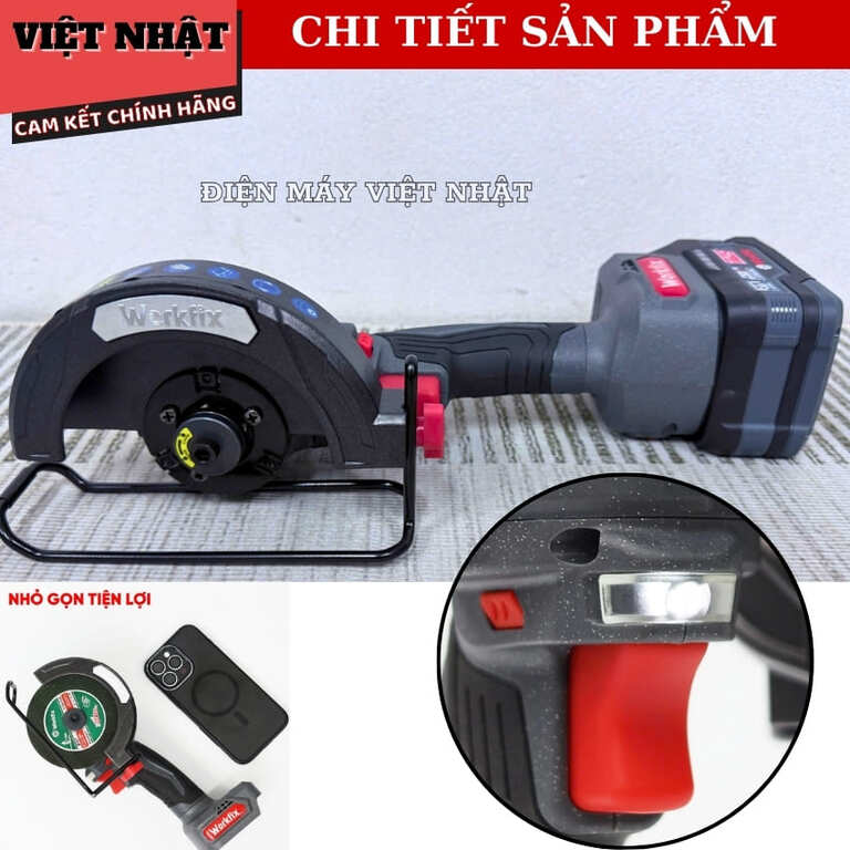 Máy cắt mini Workfix WF-AG100MN, tốc độ 13000v/p, đường kính 100mm, động cơ không chổi than, bảo hành 12 tháng 5 6