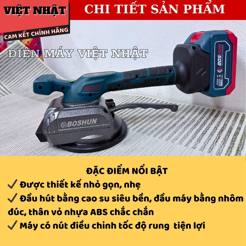 Máy rung hít gạch Boshun BS-RG63, 6 mức rung, động cơ không chổi than, lực hút 90kg, tần số rung 11000v/p 5 9