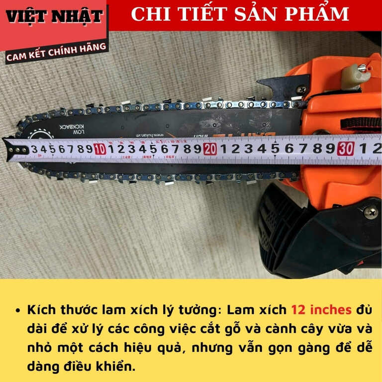Máy cưa xích xăng Hukan CXX1202 động cơ 2 thì, công suất 1.0Kw, lam xích 12inch, tốc độ tải 11.500v/p 6 19