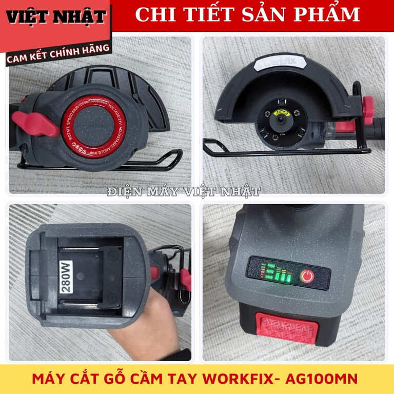 Máy cắt mini Workfix WF-AG100MN, tốc độ 13000v/p, đường kính 100mm, động cơ không chổi than, bảo hành 12 tháng 6 6