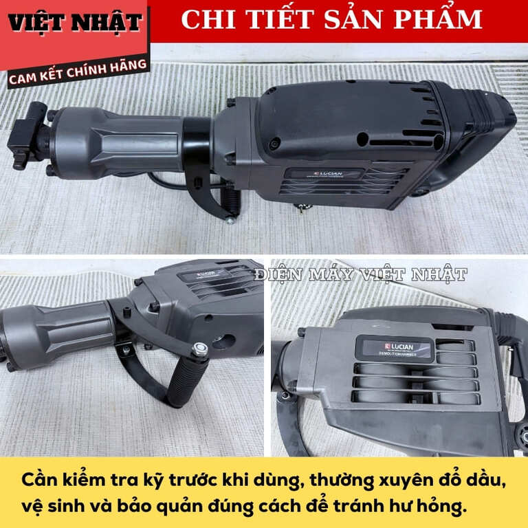 Máy đục phá bê tông Lucian LC-DP9501, công suất 2800w, tốc độ đập 1950BPM, bảo hành 6 tháng tặng 2 mũi đục tự mài 7 21