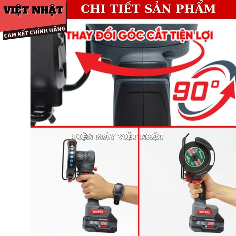 Máy cắt mini Workfix WF-AG100MN, tốc độ 13000v/p, đường kính 100mm, động cơ không chổi than, bảo hành 12 tháng 8 6